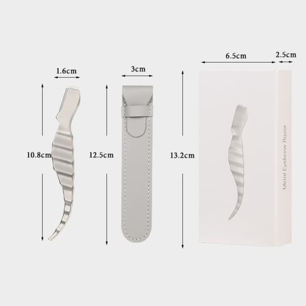 Stainless Steel Eyebrow Razor with 10 Replaceable Blades, Micro Guard, and Portable Case for Precision Shaping