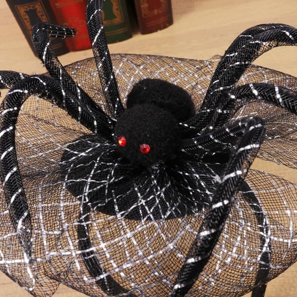 Hårbånd med edderkoppformet stoff til Halloween, svart