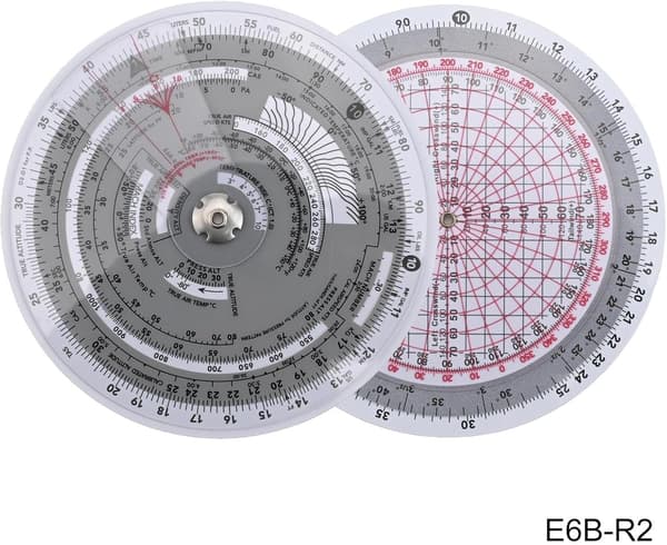 E6B-R Computer 6 tommer sand kurs og lufthastighed Ingen luftfartsplotter Flyvning Vandtæt plastisk regnestok til beregninger tabt (E6B-R2) E6B-R2