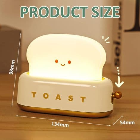 Cute Toaster Shaped Night Light - Small Decorative Rechargeable Desk Lamp
