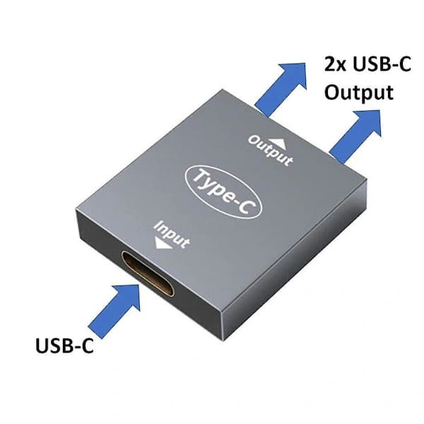 (pow yeah!) USB C-hona till 2x USB C-hona Typ-C USB-C splitterladdare omvandlaradapter