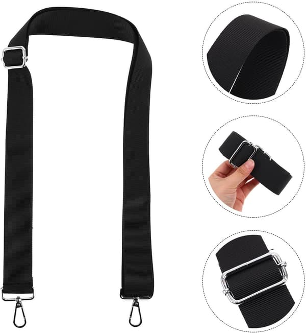 Justerbar Crossbody Taskerem Erstatning 3.8cm Sort Nylon