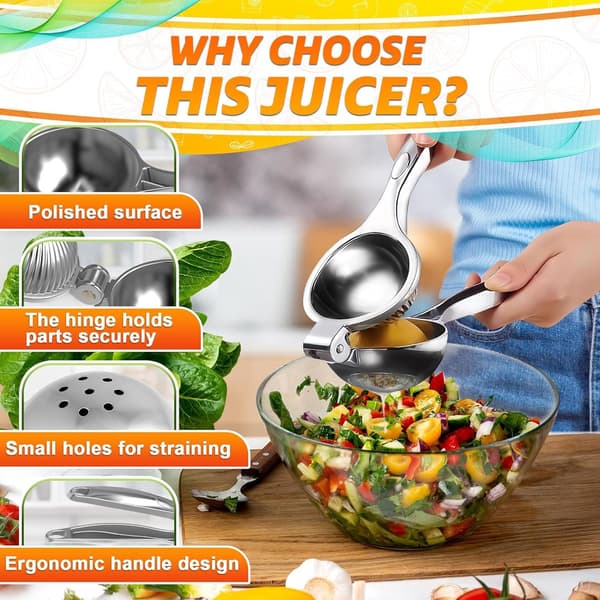 Manual Lemon and Lime Squeezer - Rust-Resistant Metal, Easy to Clean - Citrus Juicer