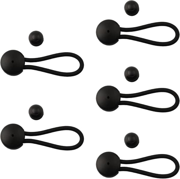 Bungee Cord Fasteners Knob Telte og Både 5-pak Camping med til Elastiske Clips RV Cover (sort) Sort Black