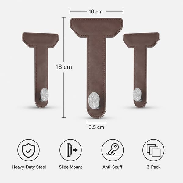 3-pack handskfackskrokar i metall med brun kant, mini, brun Brown 1 Brown 1