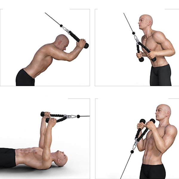Triceps Pull Down Rope med karabinhage - Gym Cable Machine Attachment