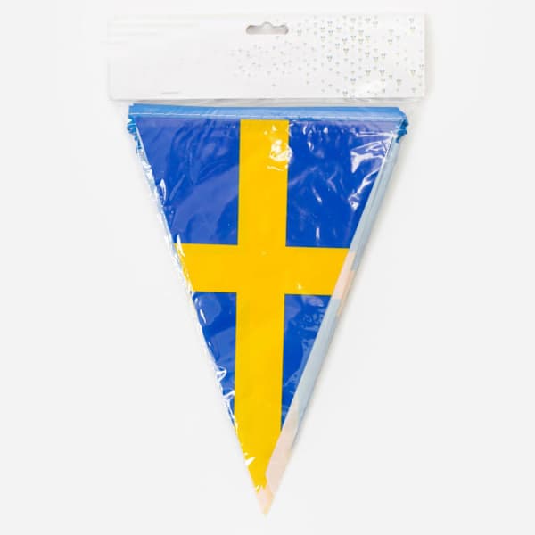 Vimpelguirlande 10m - Gule & Blå Svenske Flag til Nationaldag, Studenterfest, Eksamen & Midsommerfestdekorationer - Guirlander & Vimpler - Studenterfest
