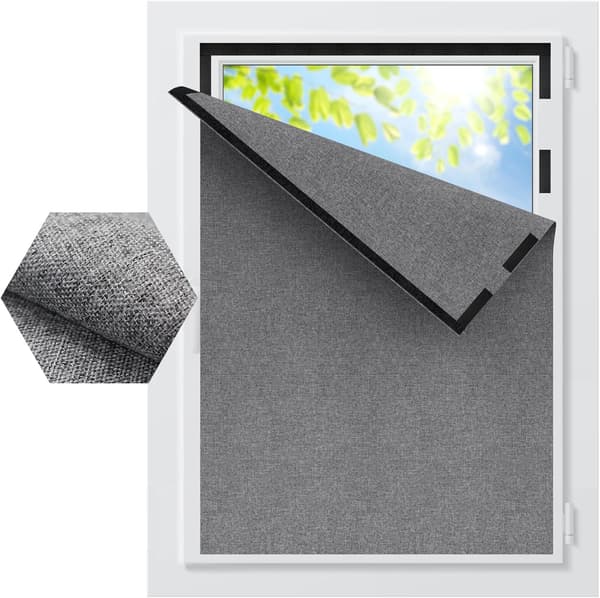 Blackout Blind, Linen Window Blind, 100 x 150 cm, Thermal Blackout Fabric, Cuttable, Protective