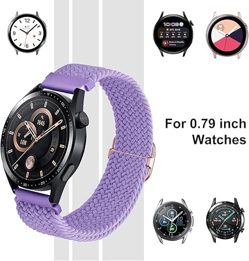0,78 tommer flettede nylon elastiske remme til Samsung Galaxy Watch 4/5/6/Active2 40 tommer, 44 tommer