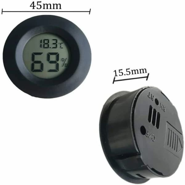 6-delt rund innebygd digital hygrometer for sigar- og vinskap
