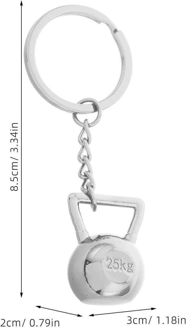 Kettlebell Nyckelring Träningsberlock för Gymälskare, Zinklegering Silver