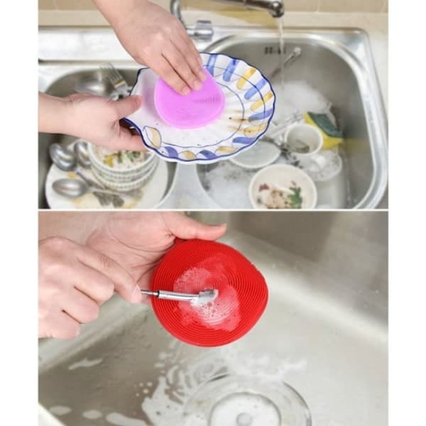 4-pack - Silicone Dish Brush / Sponge - Multi-color Dishwashing