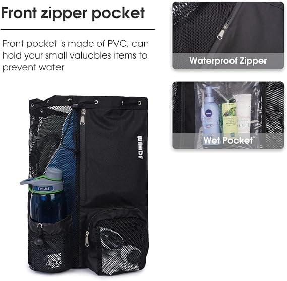 Swim Bag Mesh Drawstring Backpack with Wet Compartment for Swimming, Gym and Training Equipment
