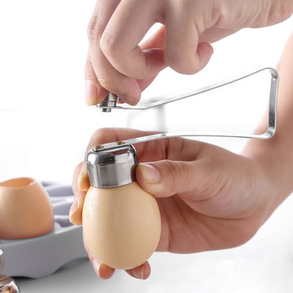Eggeskallåpner i rustfritt stål (10,5 x 3,5 L), eggeskallåpner for kokte egg