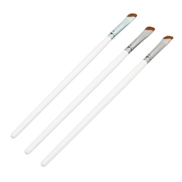 3-pack Angled Eyeliner Brush Ultra Fine Slanted Cut Makeup Brush with Comfortable Grip White