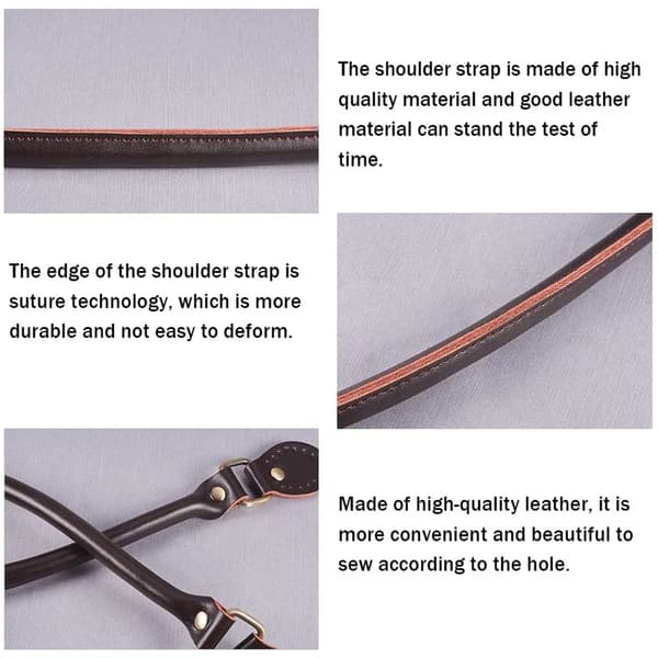 Leather Handle Straps, for Bag Straps as Replacement Accessories, 610 x 145 mm (Black)