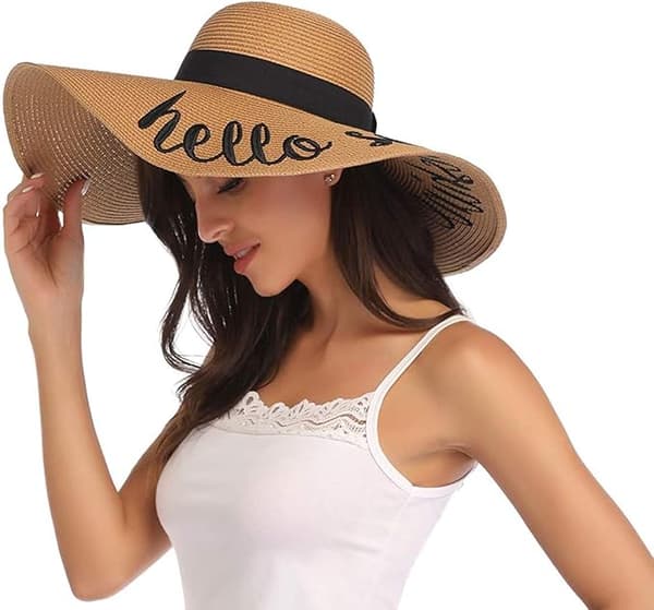 Dame Floppy Hat Stråhat Bred Skygge Solhatte Åndbare Myrer
