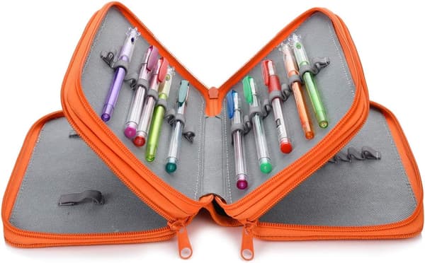 Portable 3 Layers Zipper Pencil Case Large Capacity Pen Bag