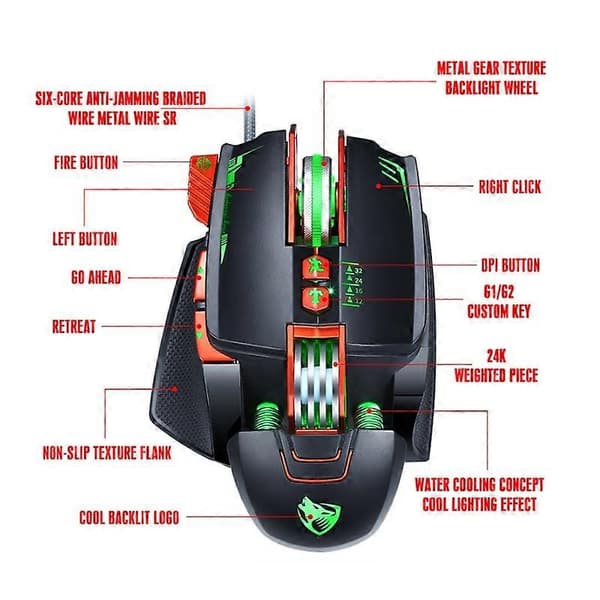 T-WOLF V9 8 knapper 3200 DPI Gaming Makrodefinition Mekanisk kablet mus Sølv Silver