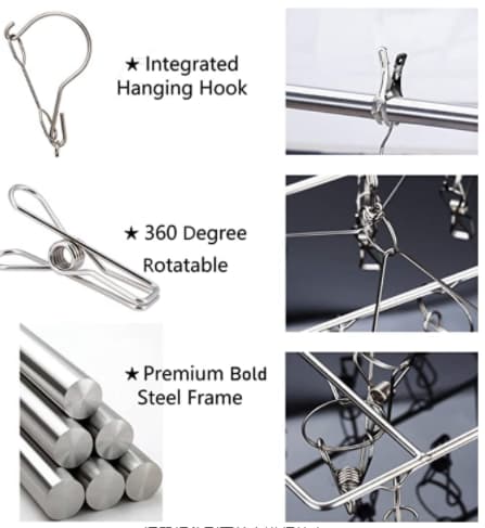 Sokketørrer i rustfrit stål, 2 bøjler, 36 klemmer