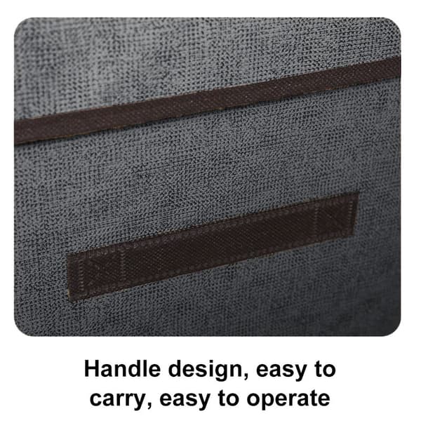 Set of 2 Large Storage Boxes with Lids and Handles Foldable Linen Storage Bins Organizer Containers Baskets with Removable Divider for Home Bed