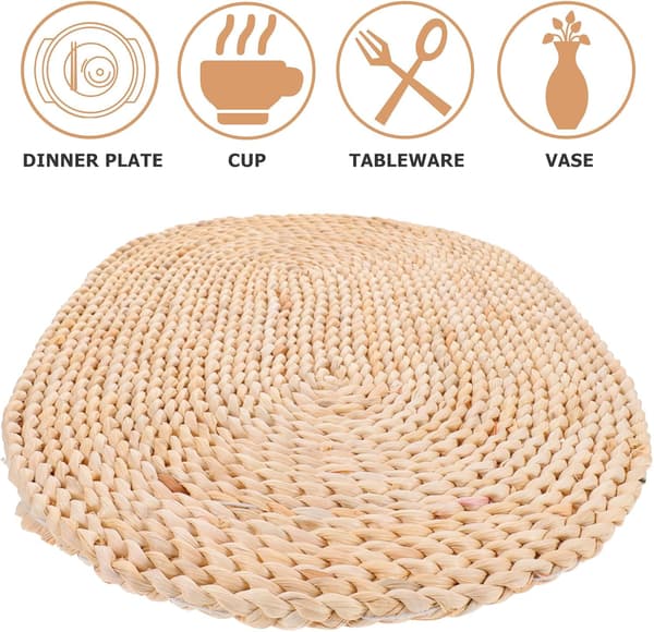 Large Woven Placemats Braided Placemat 30x45cm Dried Corn Husk Natural Material