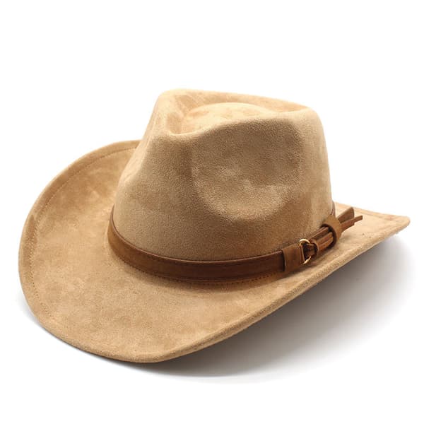 Tweed Hatt Semsket Western Cowboy Bowler Hatt - Kamel