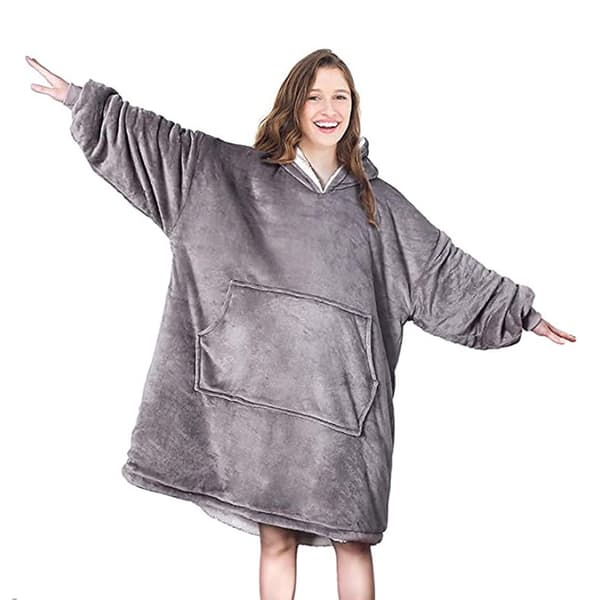 1 Lazy Robe Oversized Hooded Blanket Grå