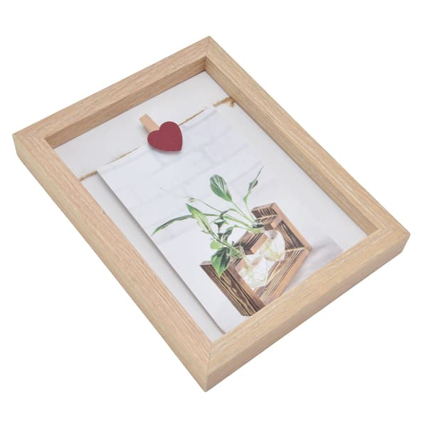 Floating Double-Sided Frame, Versatile Display Case for Your Creative Touch, Perfect for Wall Mounting or Table Stand (Natural)