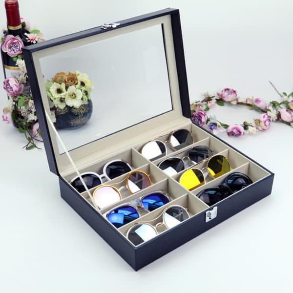 Slot Brille Opbevaringsboks Display Case Organizer PU Læder