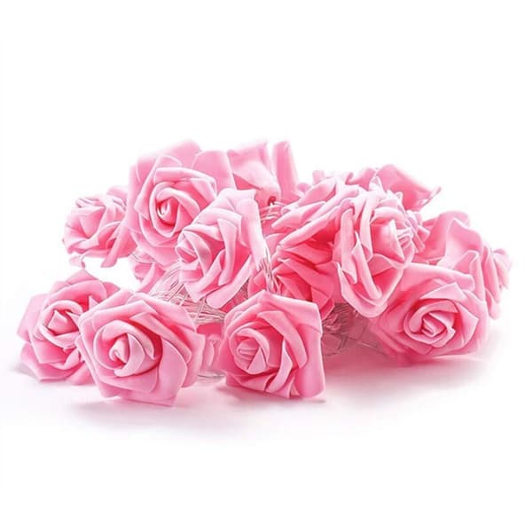 Battery-powered LED light string with pink floral pattern Diameter 7 cm, PE (polyethylene), pink, 3M 20LED