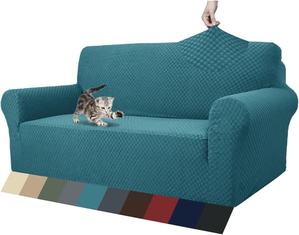 1-delt sofatrekk for 3-seters sofa, elastisk sofatrekk, kjæledyrvennlig, sklisikkert møbelbeskyttelse (blå)