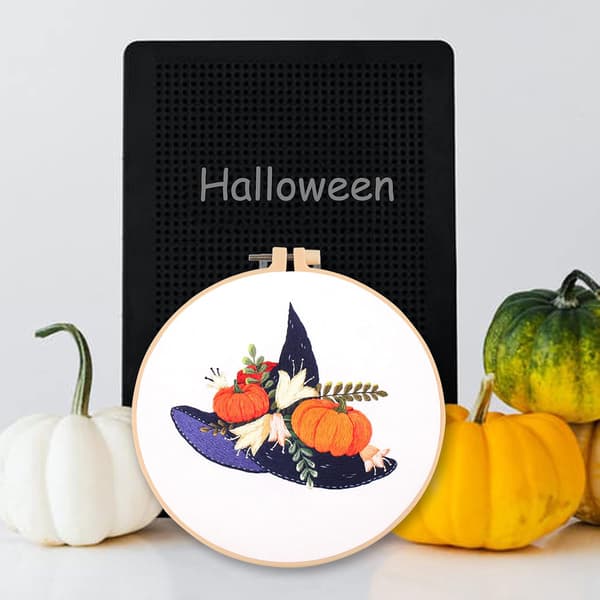 Halloween Decoration, 4 Embroidery Kits Halloween Pattern Collection Includes Embroidery