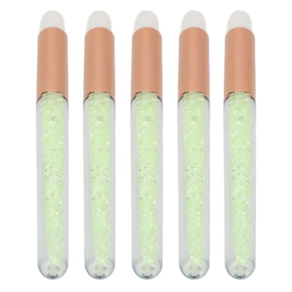 5 Pcs Round Tip Lip Brushes with Rhinestone Handle, Soft Bristles, Lipstick Applicator