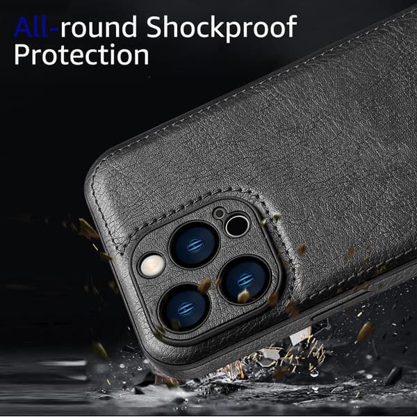 Max Case Lær kompatibel iPhone 15 Pro, Vintage Klassisk PU-lær