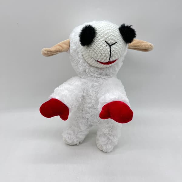 Blød plys hundelegetøj, Lamb Chop, Hvid/Brun