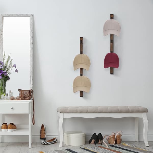 Hat rack, wall-mounted hat holder, cap rack, cap storage, wooden coat rack, brown, 1 piece