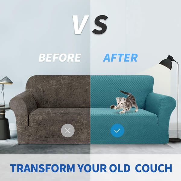 1-delt sofatrekk for 3-seters sofa, elastisk sofatrekk, kjæledyrvennlig, sklisikkert møbelbeskyttelse (blå)