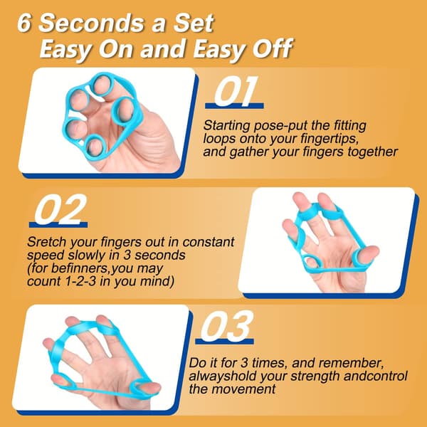 Hand Grip Strengthener, Finger Exerciser, Grip Strength Trainer (6 Pack), New Material, Forearm Grip Workout