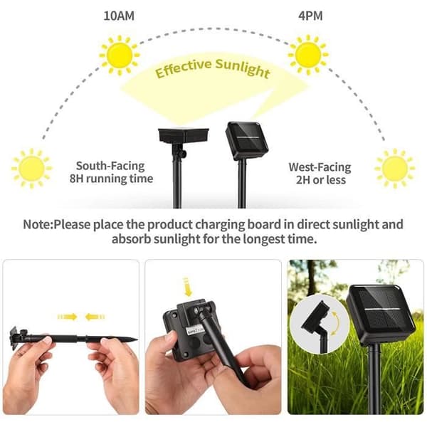 Solar string lights for outdoor use, 100 LED, 12 m, IP65 waterproof with 8 light modes