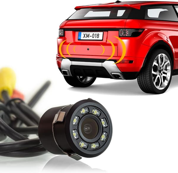 18,5 mm Integrated Rear Camera, Mini Reversing Camera with 8 LED Lights, Viewing Angle: 170° + RCA Connection + Water Resistant + DC 12V