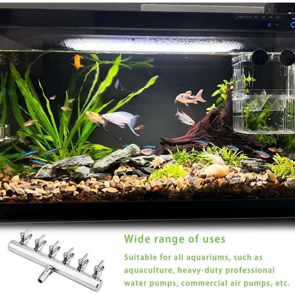Luftfordeler i rustfrit stål, akvarieluftfordeler, akvarieluftfordeler, 4mm-6 hoveder, velegnet til akvarier, fisketanke