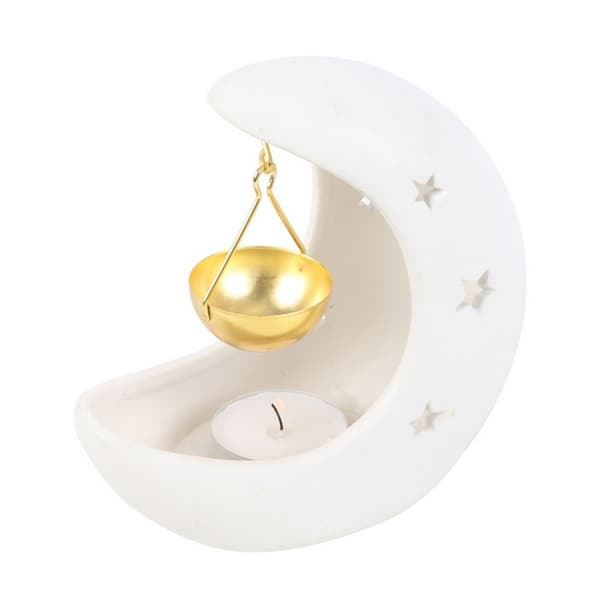 Something Different Halvmåne Hengende Oljebrenner En Størrelse Hvit/Gull White/Gold One Size