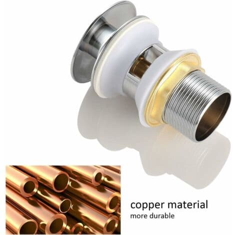 Universal sink drain with overflow - Automatic pop-up mechanism - Easy 1-1/4\" installation - Durable chrome-plated brass - BATH 1-1