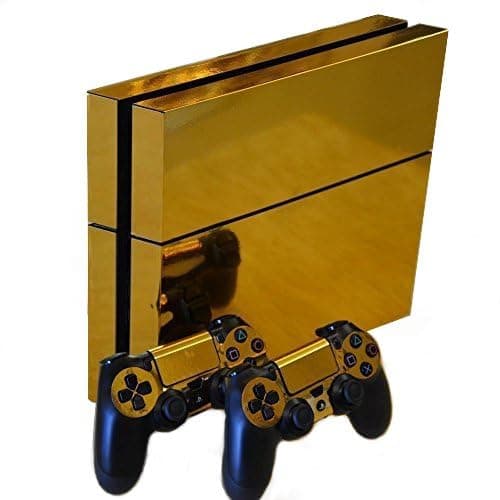 ® Guld Glansfuld Decal Skin Sticker til Playstation 4 PS4 Konsol+Controllere -