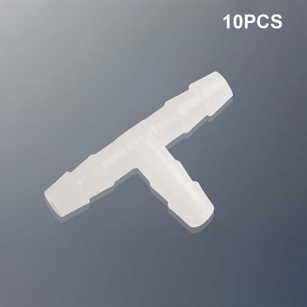 Sikker PE Akvarieadapter Luftpumpeslangeforbindelse, T Diameter 10 STK Hvid Egnet til Flere Størrelser, 4~8mm (4mm)