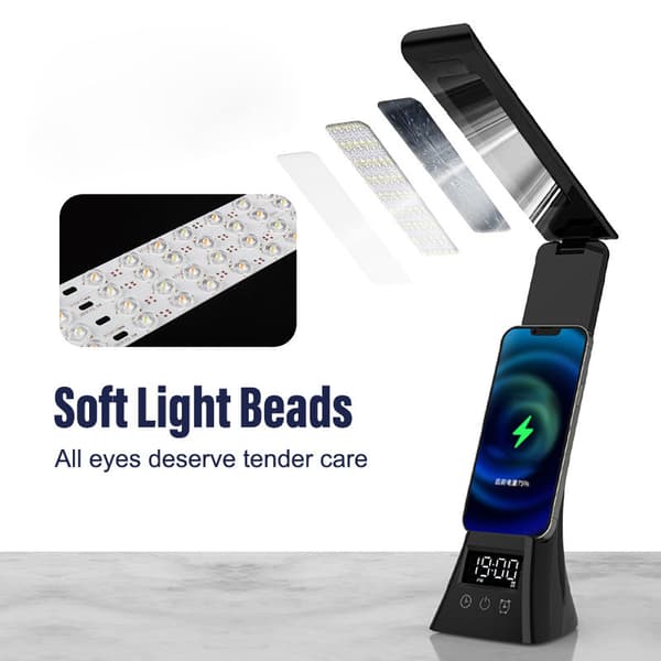 Foldbar læselampe med trådløs oplader, 450lm, 10W, hvid