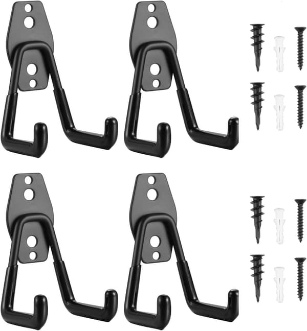 Garage Hooks, Garage Storage Hooks, Bicycle Hook Wall Mount, Heavy Duty Garage Holders Double Hooks for Organizing Tools, Ladders, Bicycles