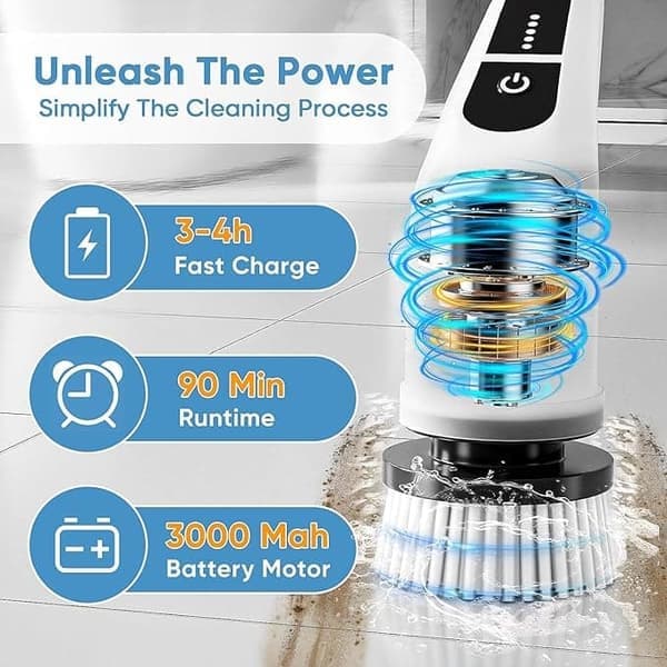 7-in-1 Cordless Electric Cleaning Brush with 7 Heads & Adjustable Handle[JUN]