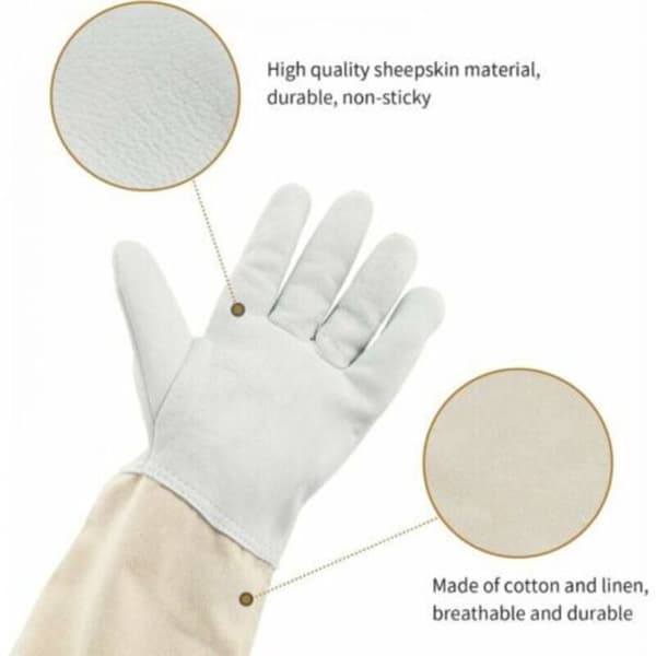 Goatskin Beekeeping Gloves - Protective Beekeeping Gloves with Ventilated Sleeves